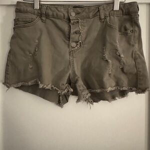 Angel Kiss Olive Distressed Jean Shorts